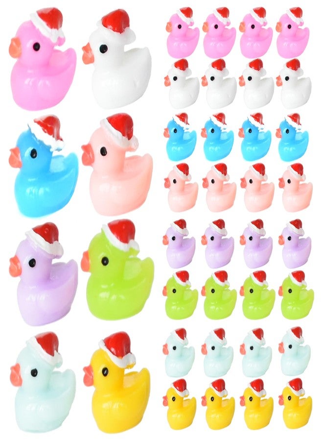 Tindobewan 50 PCS Tiny Ducks Mini Resin Ducks Miniature Christmas Hat Duck Figures Ornament for Xmas, Craft, Dollhouse, Slime, Home Decorations（Multi Color） - Image 1